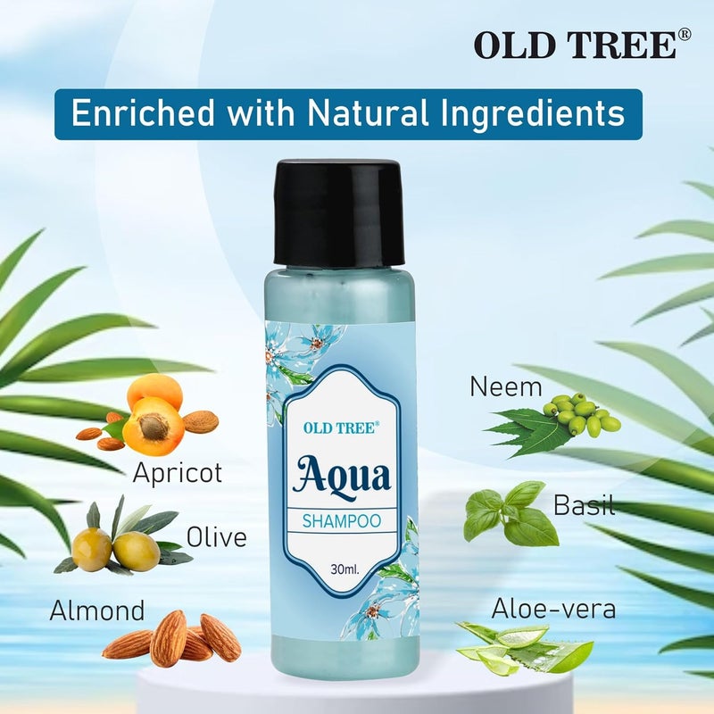 Old Tree Aqua Hotel Shampoo Toiletries Kit 30ml Pack of 100 Travel Size Aqua Mini Hair Shampoo for Travelling Hotel Room Guest Supply Hotel Amenities Accessories - Image 5