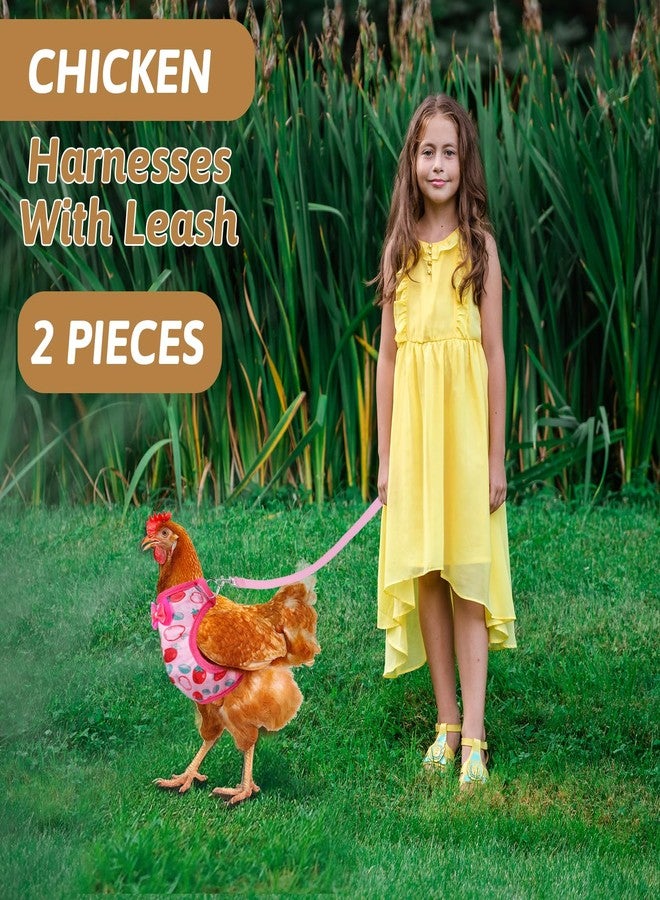 براساكو طقم مكون من قطعتين من حزام ومقود الدجاج القابل للتعديل، وسترة دجاج مريحة ومرنة مزينة بطبعة فراولة وأناناس للحيوانات الأليفة الصغيرة مثل البط والإوز والدجاج، مستلزمات التدريب على المشي - Image 5