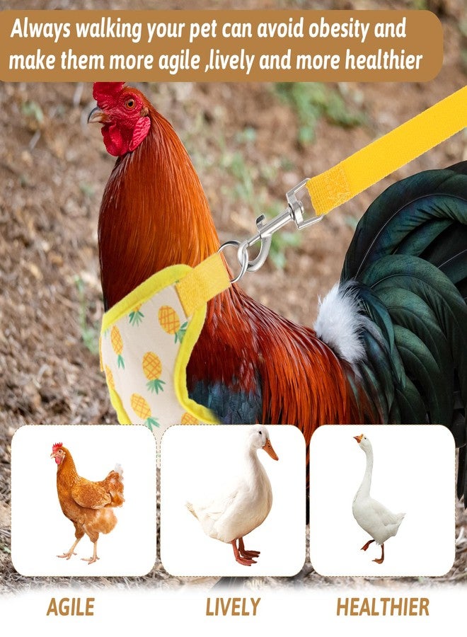 براساكو طقم مكون من قطعتين من حزام ومقود الدجاج القابل للتعديل، وسترة دجاج مريحة ومرنة مزينة بطبعة فراولة وأناناس للحيوانات الأليفة الصغيرة مثل البط والإوز والدجاج، مستلزمات التدريب على المشي - Image 3