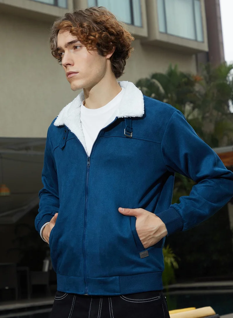 كامبوس سوترا Men's Admiral Blue Self-Design Buffalo Check Puffer Jacket