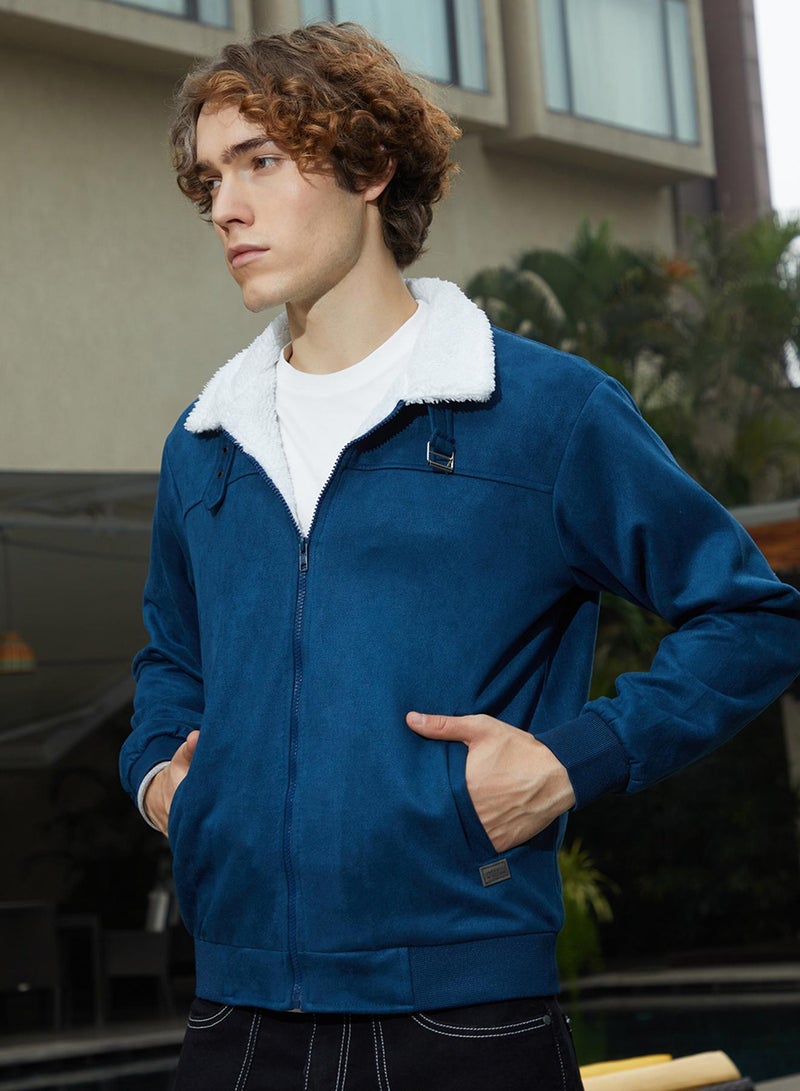 كامبوس سوترا Men's Admiral Blue Self-Design Buffalo Check Puffer Jacket  - Image 3