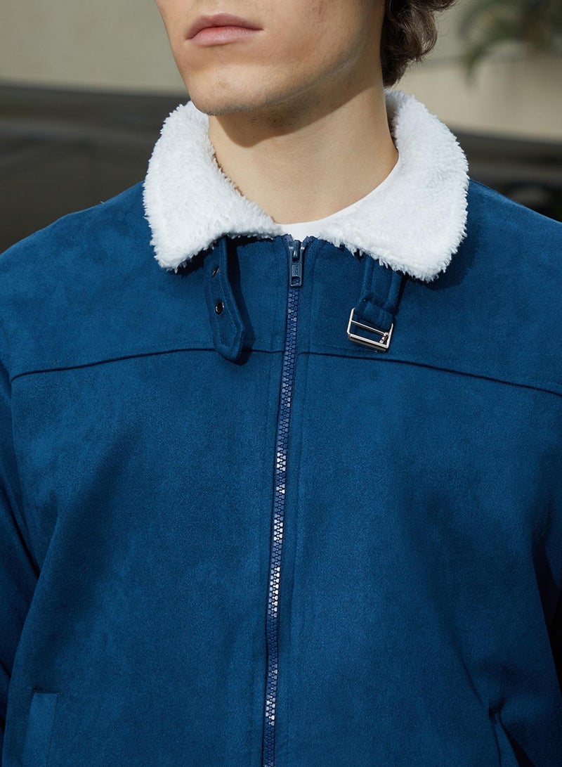 Men's Admiral Blue Self-Design Buffalo Check Puffer Jacket