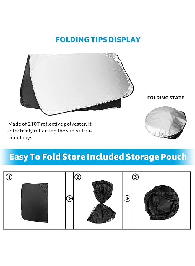 SHOWAY Tesla Model Y Model 3 Windshield Sunshade Folding Sun Visor Protector Sun Shade Cover 2022 Upgrade Size 143*93Cm - Image 3