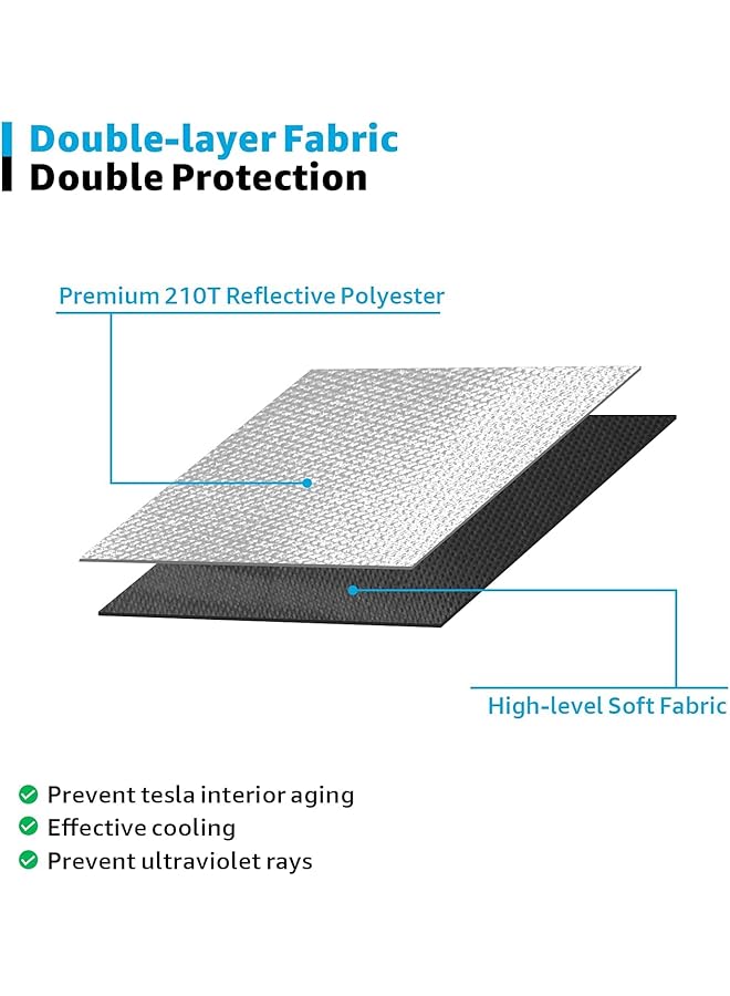 SHOWAY Tesla Model Y Model 3 Windshield Sunshade Folding Sun Visor Protector Sun Shade Cover 2022 Upgrade Size 143*93Cm - Image 4