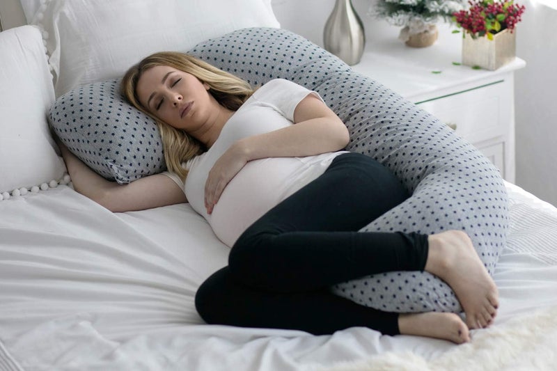 PharMeDoc Pregnancy Pillow, U-Shape (Gray) Detachable Stars Pattern - Image 5