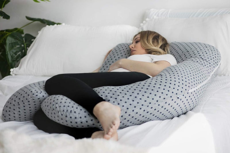 PharMeDoc Pregnancy Pillow, U-Shape (Gray) Detachable Stars Pattern - Image 4
