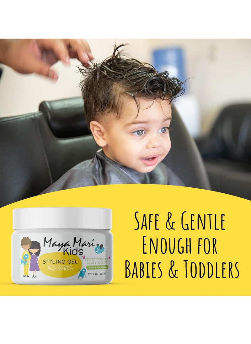 MAYA MARI Kids Hair Styling Gel with Coconut Fruit Extract | Safe & Gentle Baby Hair Gel for Toddlers | Sulfate-Free Hair Gel for Boys & Girls, 12 oz  - Image 4