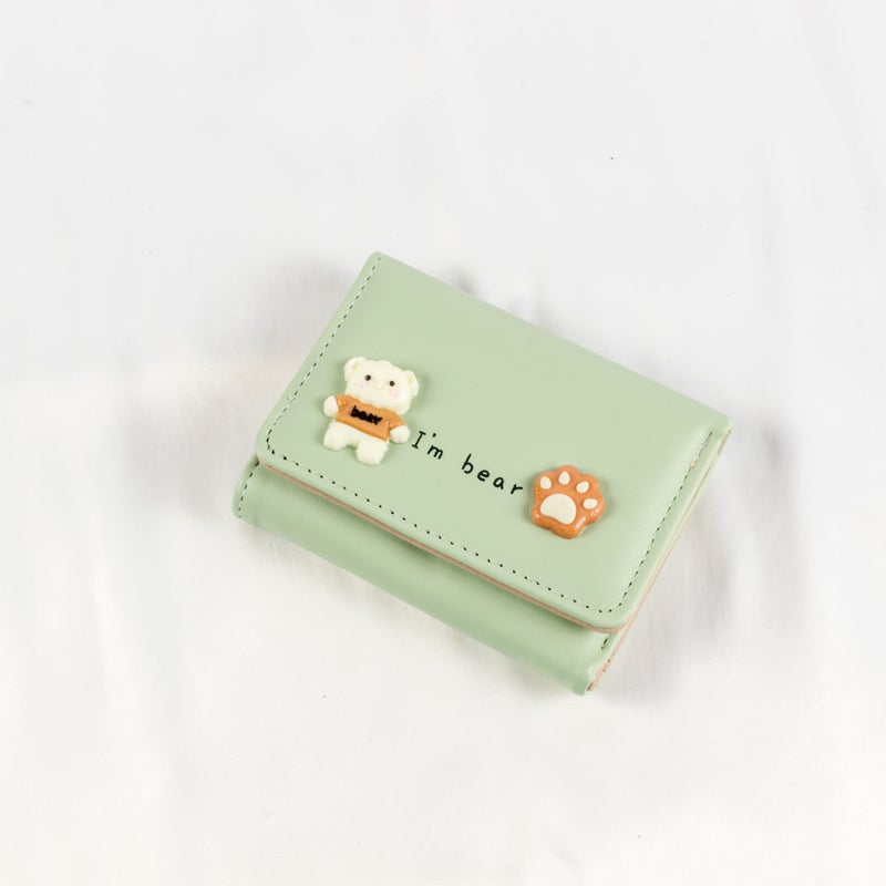 محفظة وحاملة بطاقات جلد أخضر تحتوي على جيوب متعددة للنقود والبطاقات - Image 1