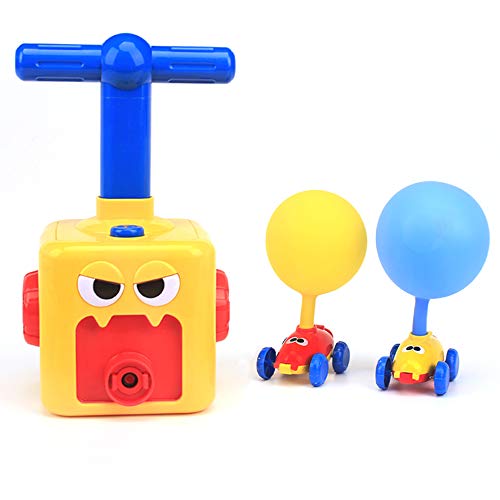 LiKee Balloon Powered Cars Balloon Racers with Manual Balloon Pump for Kids Boys Girls 3 and Classroom Yellow Monster - Image 1