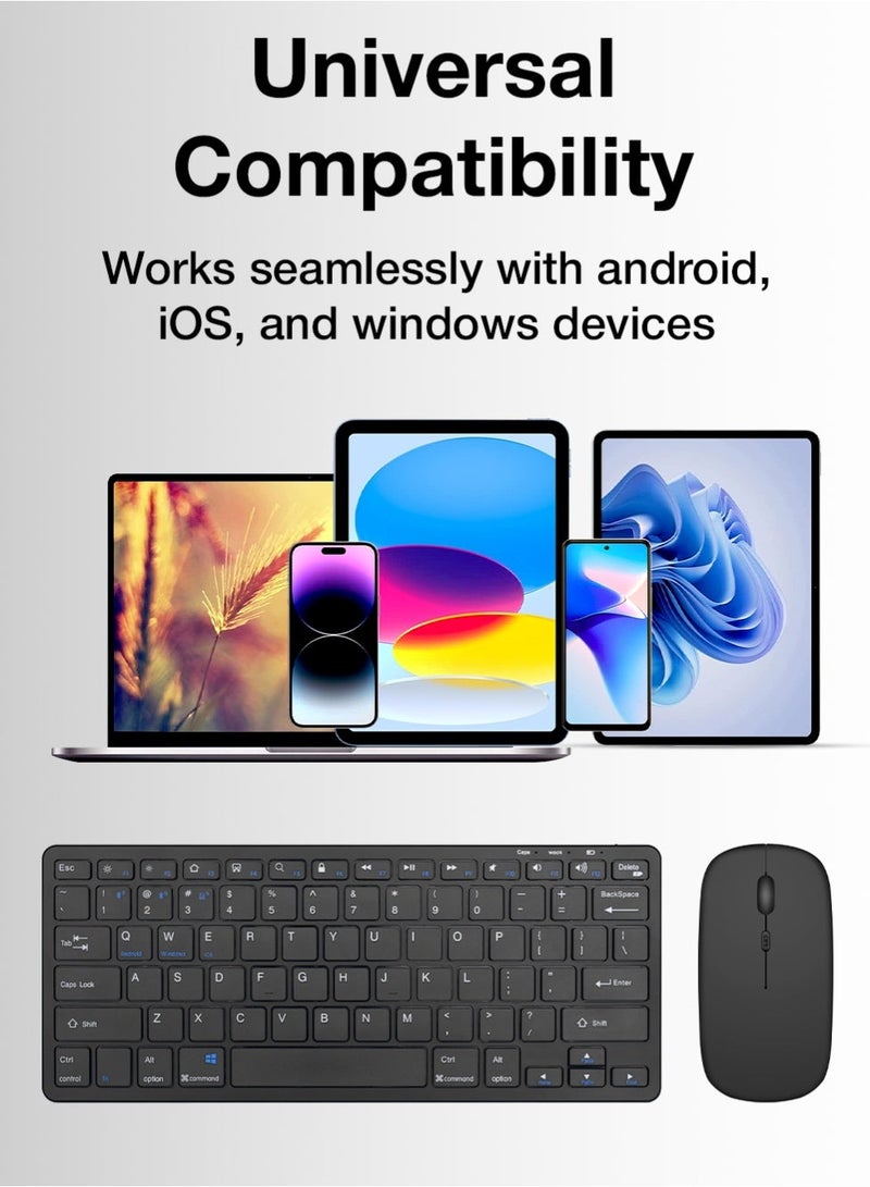 جلاسولوجي Wireless Keyboard & Mouse Combo, Slim Full-Size 2.4GHz Keyboard with Ergonomic Mouse, Plug & Play USB Receiver, Silent Typing – Black - Image 5