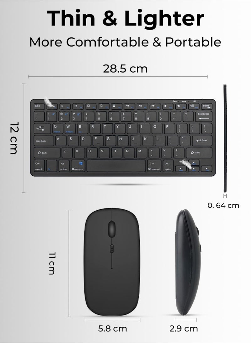 جلاسولوجي Wireless Keyboard & Mouse Combo, Slim Full-Size 2.4GHz Keyboard with Ergonomic Mouse, Plug & Play USB Receiver, Silent Typing – Black - Image 2