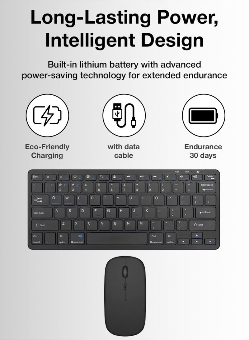جلاسولوجي Wireless Keyboard & Mouse Combo, Slim Full-Size 2.4GHz Keyboard with Ergonomic Mouse, Plug & Play USB Receiver, Silent Typing – Black - Image 3