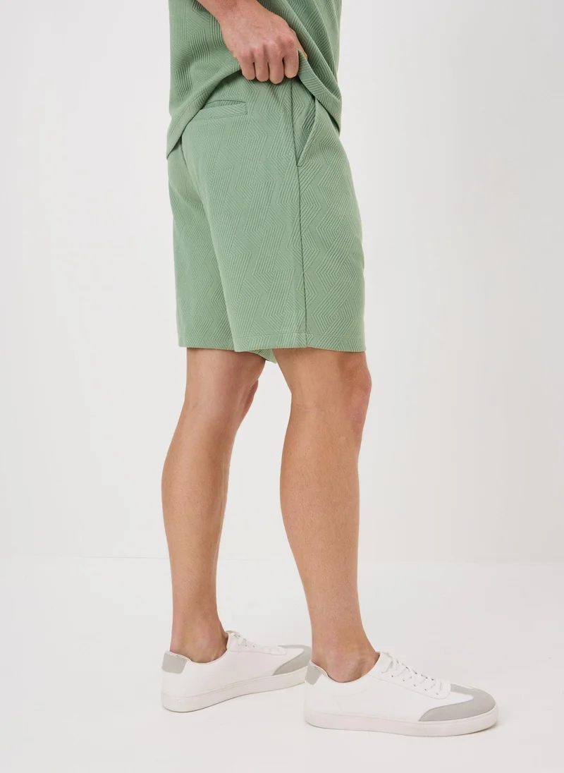 ماتلان Iceberg Green Diamond Textured Co Ord Shorts