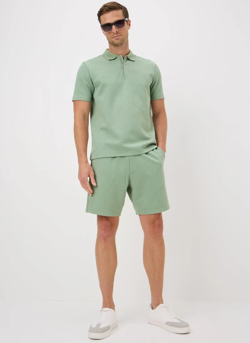 ماتلان Iceberg Green Diamond Textured Co Ord Shorts