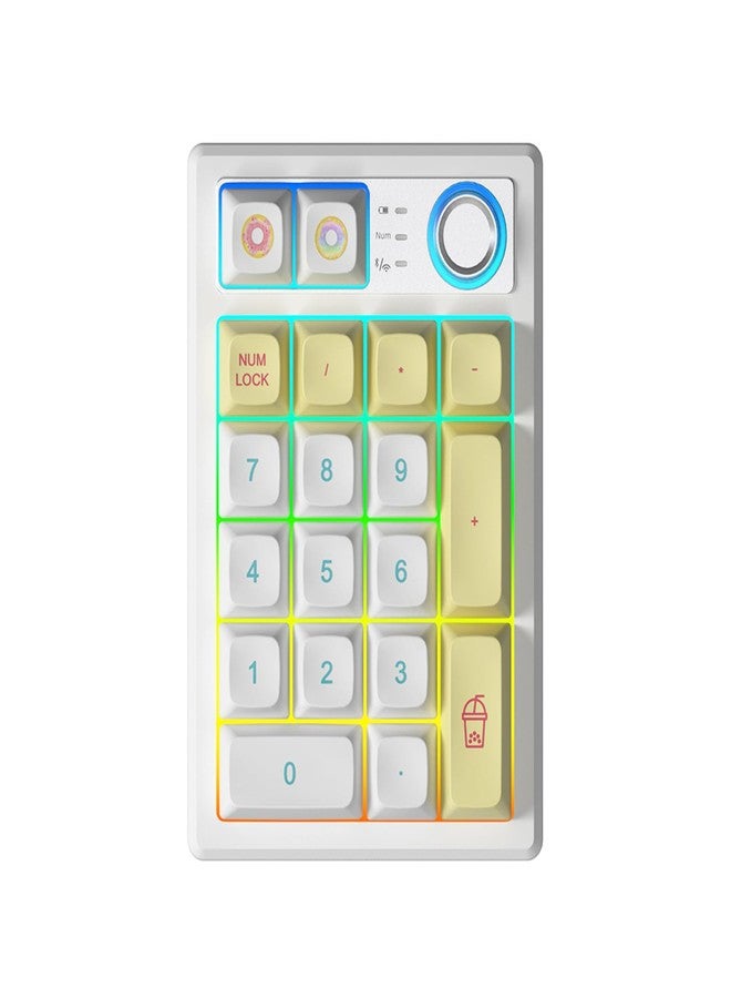 TISHLED Gasket Creamy Mechanical Numpad Programmable Macro Keypad Wireless 2.4G/Bluetooth 5.0/Wired USB-C RGB Backlit Hot Swappable Number Pad Rechargeable Numeric Keyboard Metal Knob, Donut - Image 1