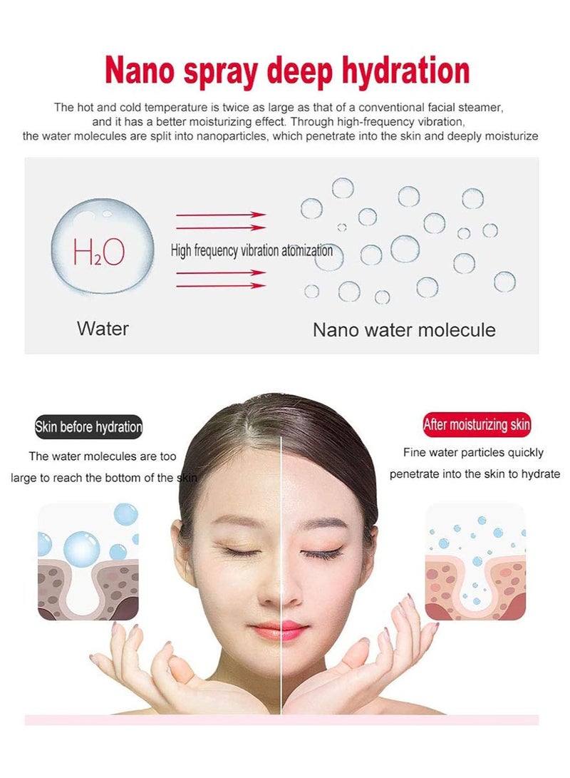 جهاز بخار للوجه  احترافي للوجه البارد والساخن، بخاخ منزلي نانو ايوني لتنظيف المسام والعناية بالبشرة بعمق - Image 5