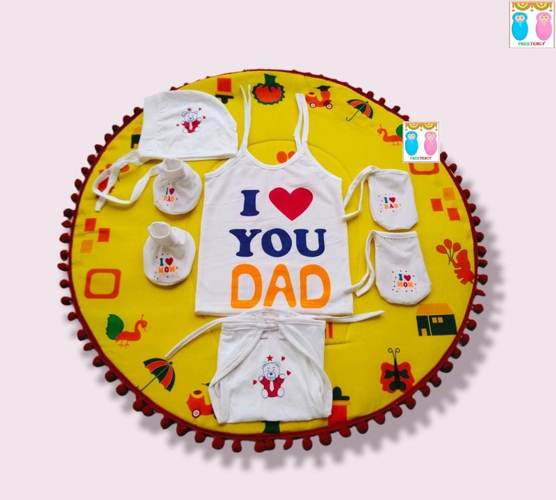 PREETENCY New Born Baby Boy and Girl Cotton Mattress Cotton Godadi for Naming Ceremony 012 Months Age Yellow Dad