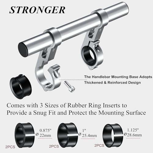 BRCOVAN Aluminum Alloy Handlebar Extender for Bicycle & Motorcycle, Bike Handlebar Extensions with Double Mounting Clamp Bracket, Fit for Round Rails 0.87'' / 1'' / 1.125'' / 1.26'' in Diameter - Image 4