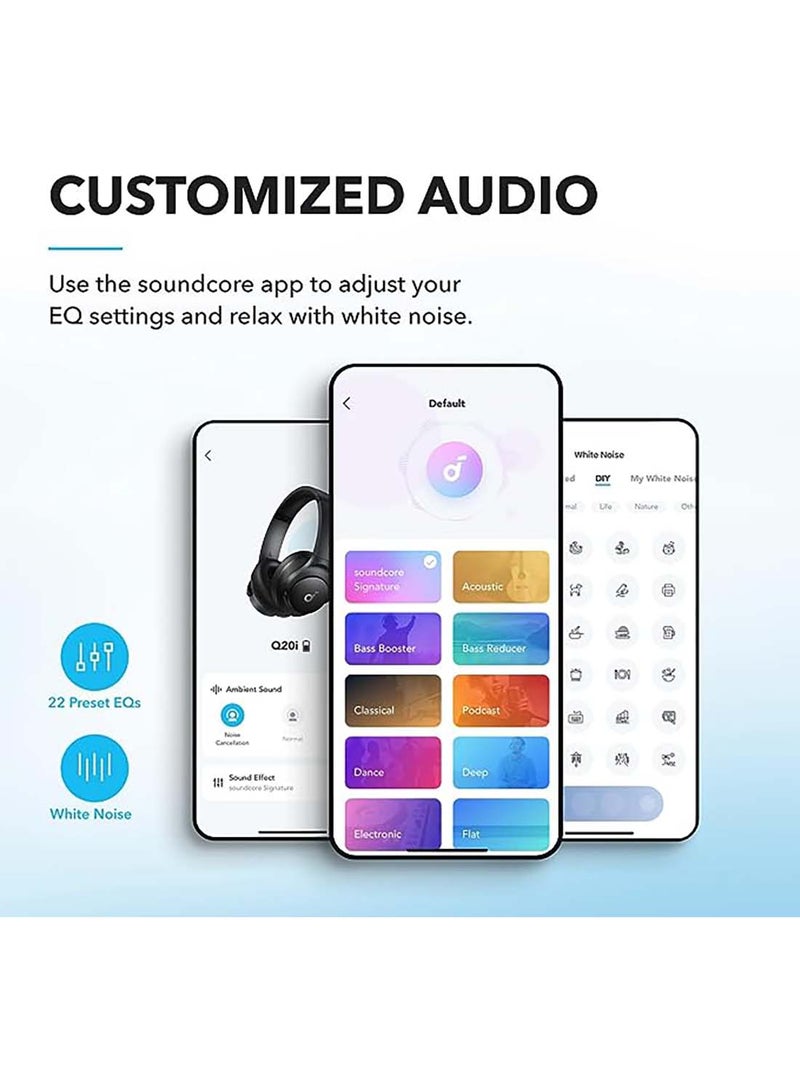 Soundcore Q20i Hybrid Active Noise Cancelling Headphones, Wireless Over-Ear Bluetooth, 40H Long ANC Playtime Black - Image 4