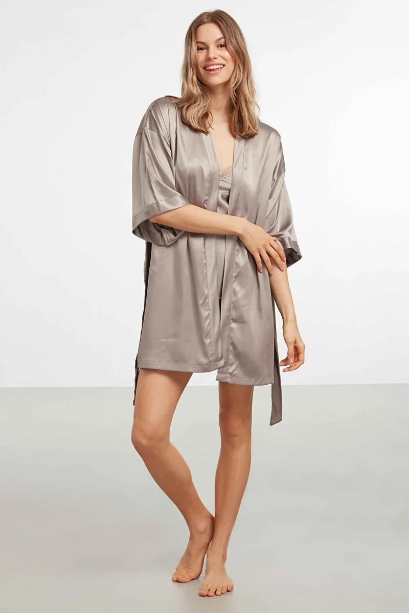 KOM Sofia Satin Dressing Gown