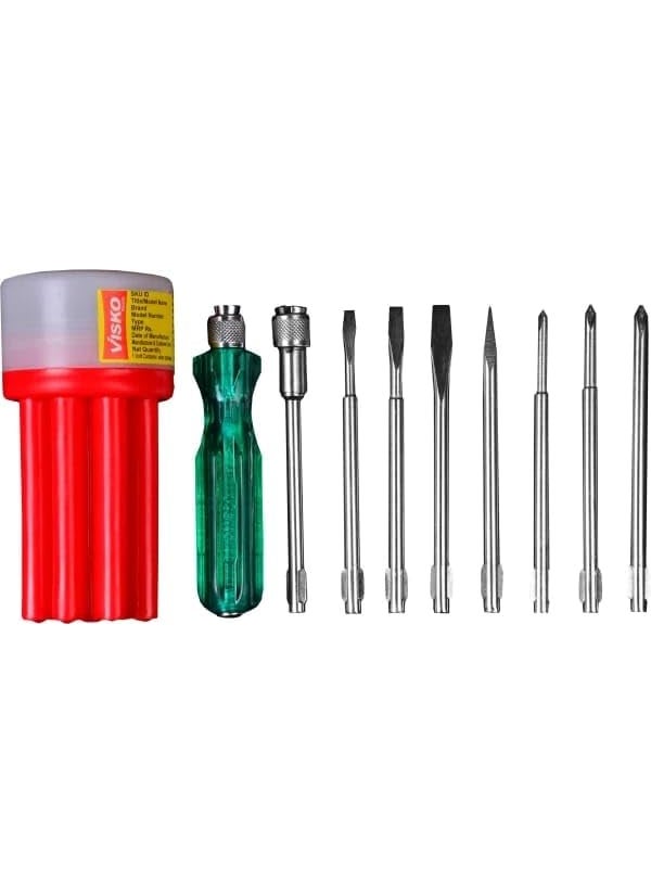 KRB - KRB Red 9in1 Screwdriver Set Versatile Durable Portable Repair Toolkit with Ergonomic Handle Metal Screwdriver Household Electronics Office Use Perfect for DIY Professional Use - Image 1