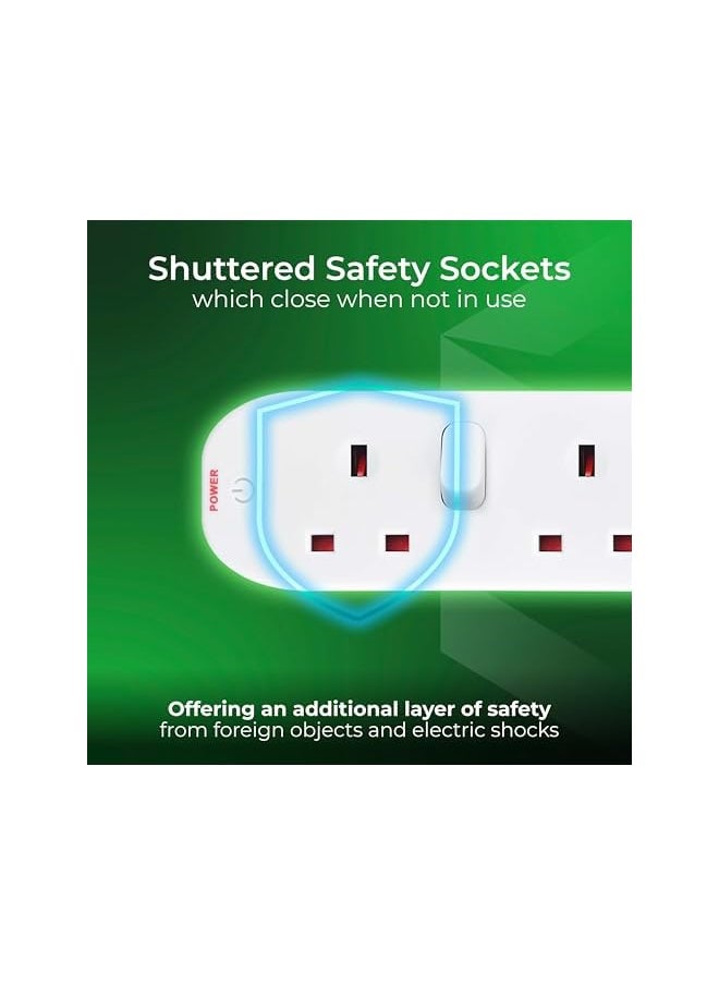 PROMASS promass Four Socket Extension with Individual Switches, 2 Metres, White  - Image 4