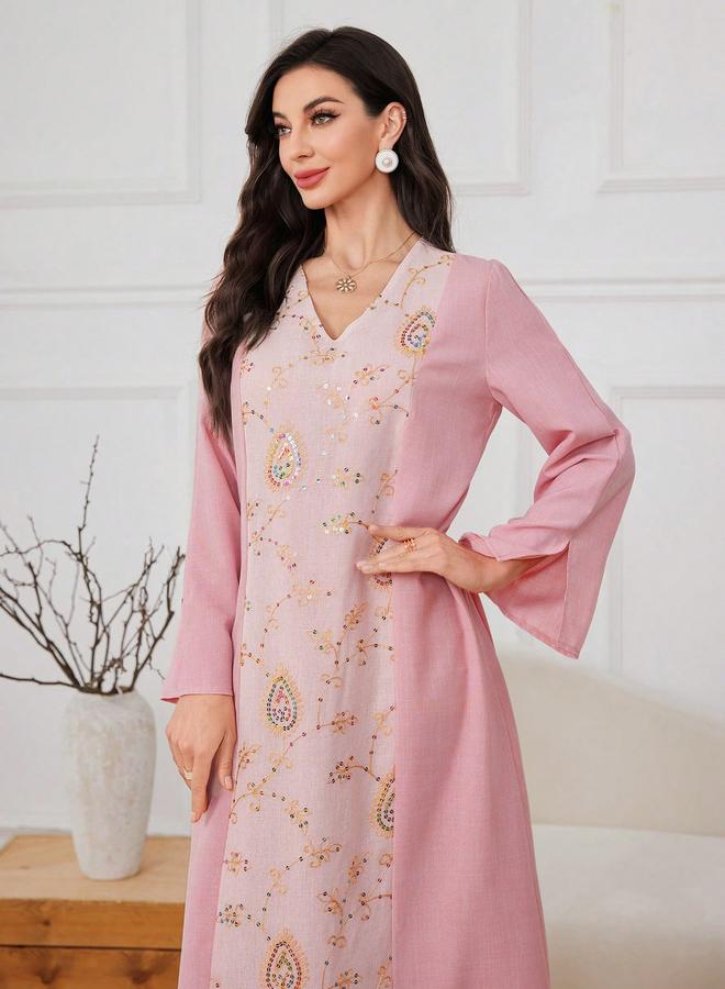 تايك تو جلابية مطرزة ومزينة بالترتر - Image 4