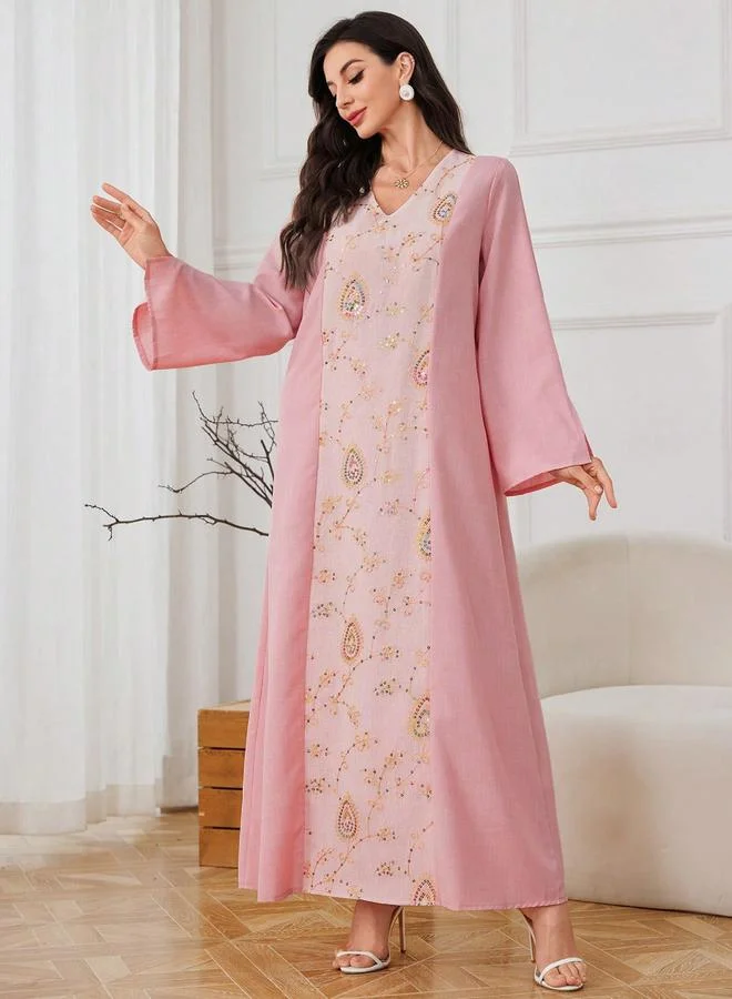 Take Two Take Two Pink Embroidered Sequin Jalabiya