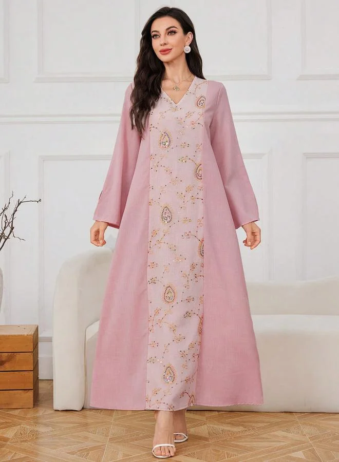 Take Two Pink Embroidered Sequin Jalabiya