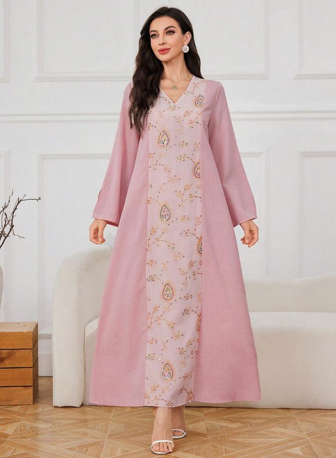 تايك تو جلابية مطرزة ومزينة بالترتر - Image 1