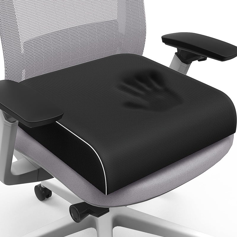 SweetSlubr Seat Cushion for Tailbone Pain Relief, Office Chair Cushion, Memory Foam Large Chair Cushion with Non-Slip Cover for Soft Support at Office Chair, Car Seat, Airplane Black/2X-Large - Image 1