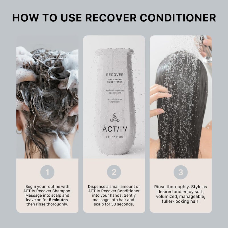 ACTIIV Recover Thickening Conditioner (Unisex) | Supports Optimal Hair Care and Recovery, Strengthens & Hydrates, Promotes Thicker Fuller Hair, Plant-Based, Color-Safe, All Hair Types, 215 mL / 7 oz - Image 4