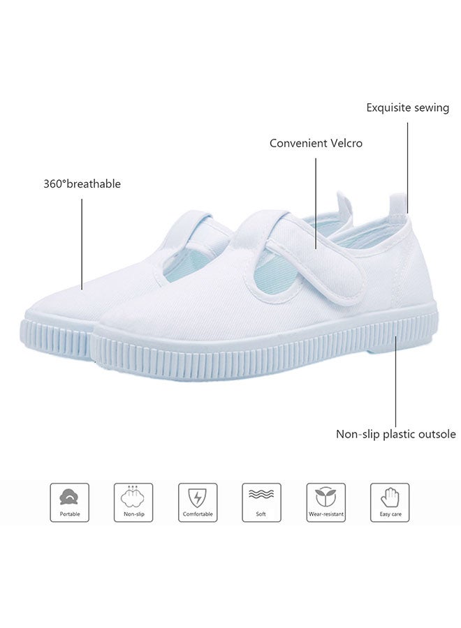 2 Pairs Boy's Girl's White Canvas Mary Jane Flats Fashion Sneakers