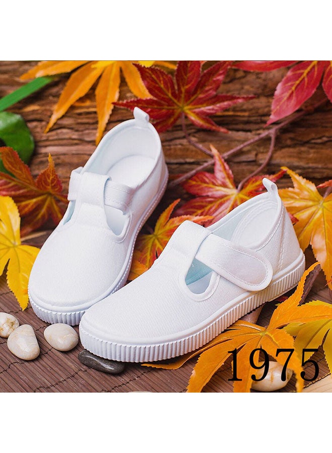2 Pairs Boy's Girl's White Canvas Mary Jane Flats Fashion Sneakers