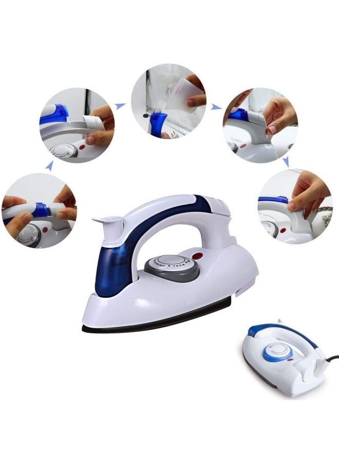 Travel Steam Irons, 700W Mini Folding Portable Handheld Non-Stick Adjustable Temperature Control with Fuse and Thermostat Small Compact Steamer, White  - Image 3
