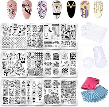 Biutee 12 PCS Round Nail Stamp Plates KitGeometric Patterns Nail Template for Nail Salon Designs Nail Image Stamp Plates Manicure Templates Nail Art Tools12PCS - Image 1