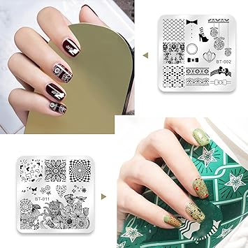 Biutee 12 PCS Round Nail Stamp Plates KitGeometric Patterns Nail Template for Nail Salon Designs Nail Image Stamp Plates Manicure Templates Nail Art Tools12PCS - Image 5