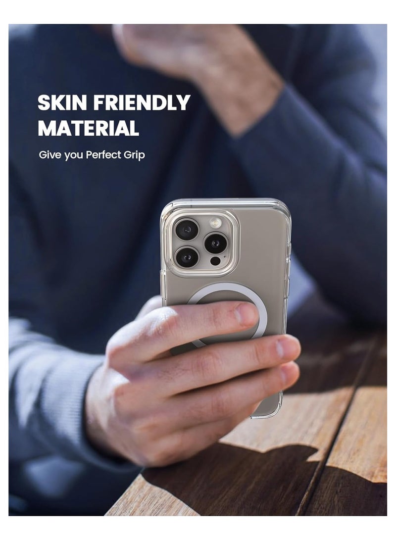فواتير جراب iPhone 15 Pro Max Mag Safe - [تقنية محسنة مضادة للاصفرار] مغناطيس N52، رفيع للغاية، حماية من السقوط بدرجة عسكرية، حماية للشاشة والعدسة، غطاء شفاف للغاية لهاتف iPhone 15 Pro Max - Image 2