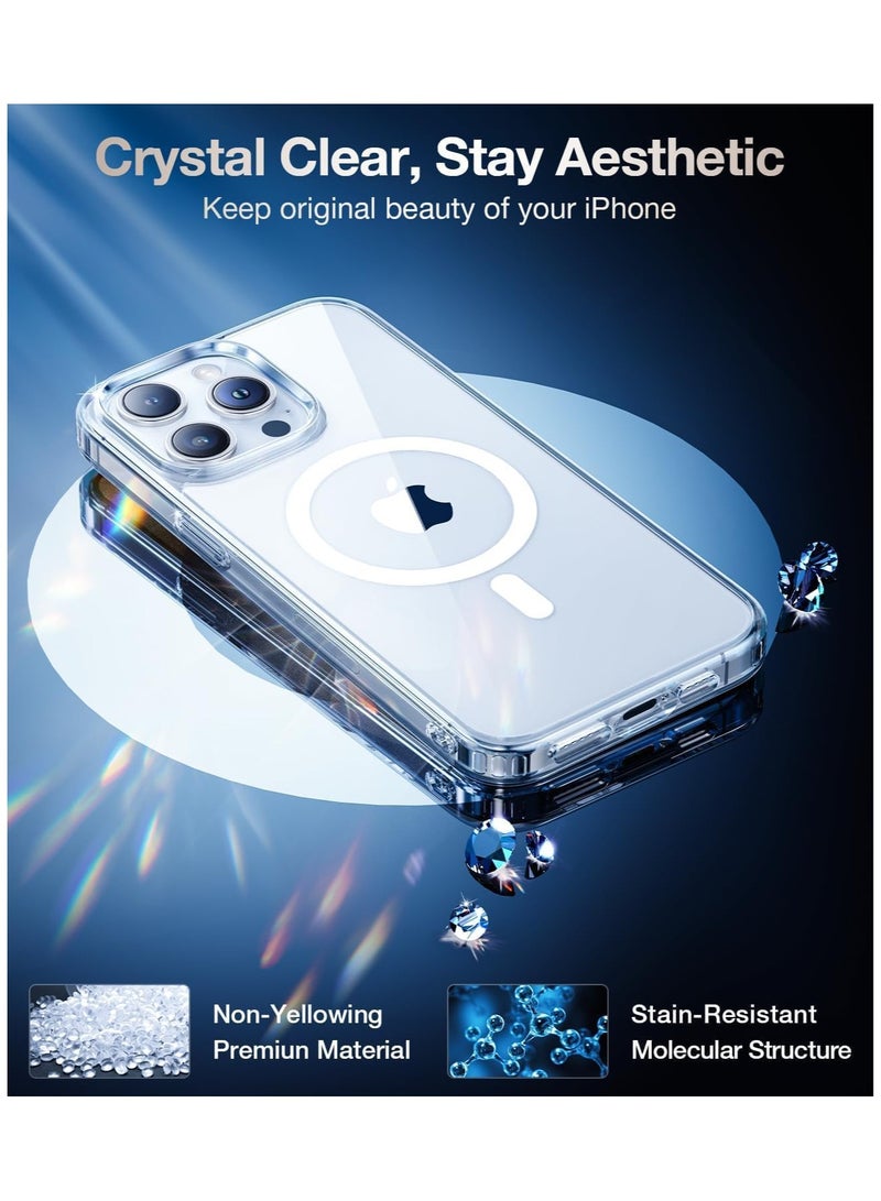 فواتير جراب iPhone 15 Pro Max Mag Safe - [تقنية محسنة مضادة للاصفرار] مغناطيس N52، رفيع للغاية، حماية من السقوط بدرجة عسكرية، حماية للشاشة والعدسة، غطاء شفاف للغاية لهاتف iPhone 15 Pro Max - Image 4