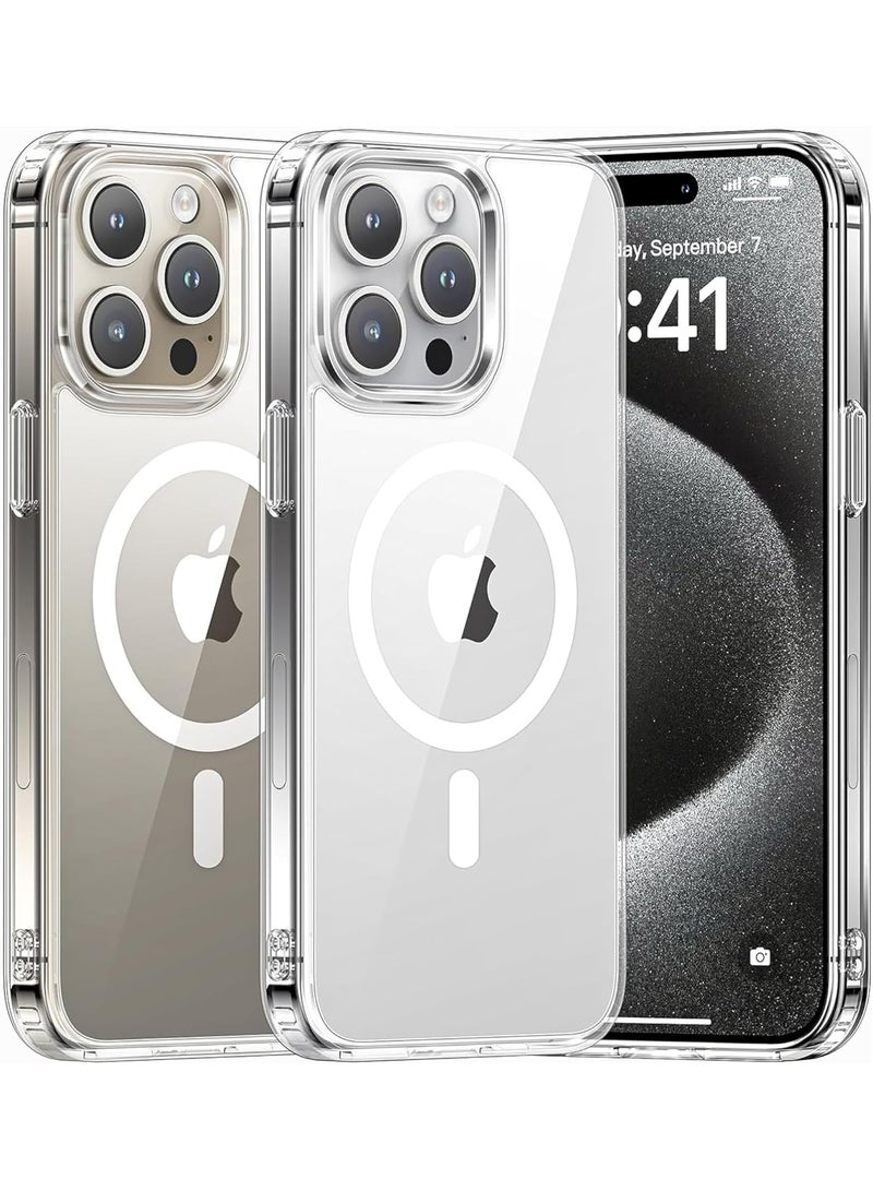 فواتير جراب iPhone 15 Pro Max Mag Safe - [تقنية محسنة مضادة للاصفرار] مغناطيس N52، رفيع للغاية، حماية من السقوط بدرجة عسكرية، حماية للشاشة والعدسة، غطاء شفاف للغاية لهاتف iPhone 15 Pro Max - Image 1