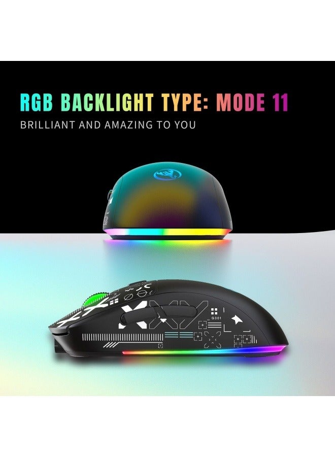 general Wireless gaming mouse RGB luminous TYPE-C charging mouse water transfer printing three-mode 2.4G dual bluetooth 5.0 - Image 3