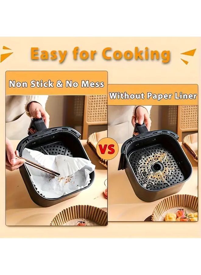 Brown Round Air Fryer Disposable Liners 50pcs Non Stick Baking Paper for Microwave Use - Image 4
