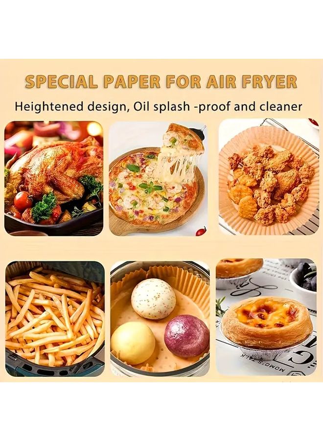 Brown Round Air Fryer Disposable Liners 50pcs Non Stick Baking Paper for Microwave Use - Image 5