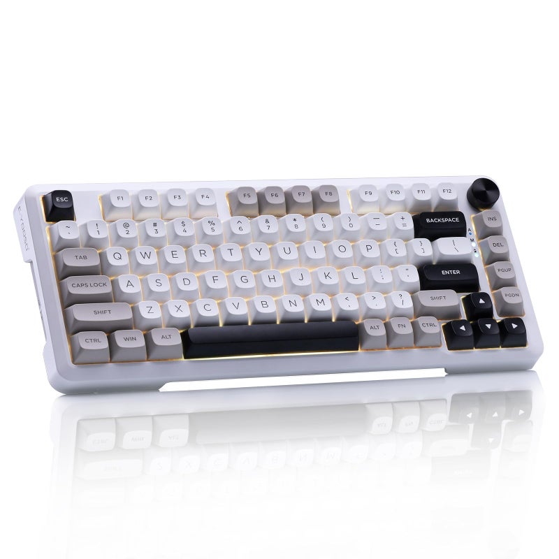 E-YOOSO Z-82 Wireless Mechanical Keyboard, 75% Layout, Hot-Swap Wireless Gaming Keyboard, BT/2.4GHz/Type-C Triple Mode, RGB Backlit Gaming Keyboards, Compatible with Win/Mac (White&Gray&Black) - Image 1