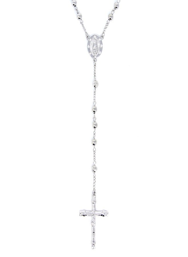 Me Plus قلادة كاثوليكية صليب مصلوب من سبائك CCB بخرز 6 مم بطول 20" (R4R-فضي) - Image 4