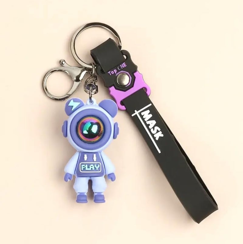 AEROSTARK Cartoon Characters Keychain for Girls Boys, Cute Silicon Keychains Accessories Keyring Key Purse Backpack Car Charms for Kids Gifts (Space Man Purple 1Pc) - Image 2