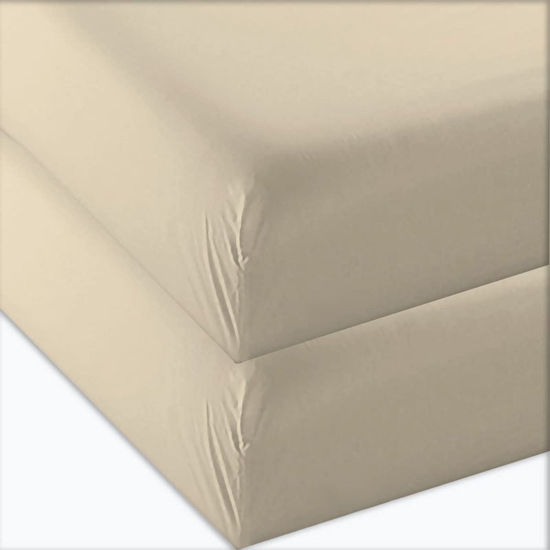 4 Ulife 2-Pack Twin Sheets Prime 1800 Series مزدوج الألياف الدقيقة الناعمة ومريحة البيج الباهتة