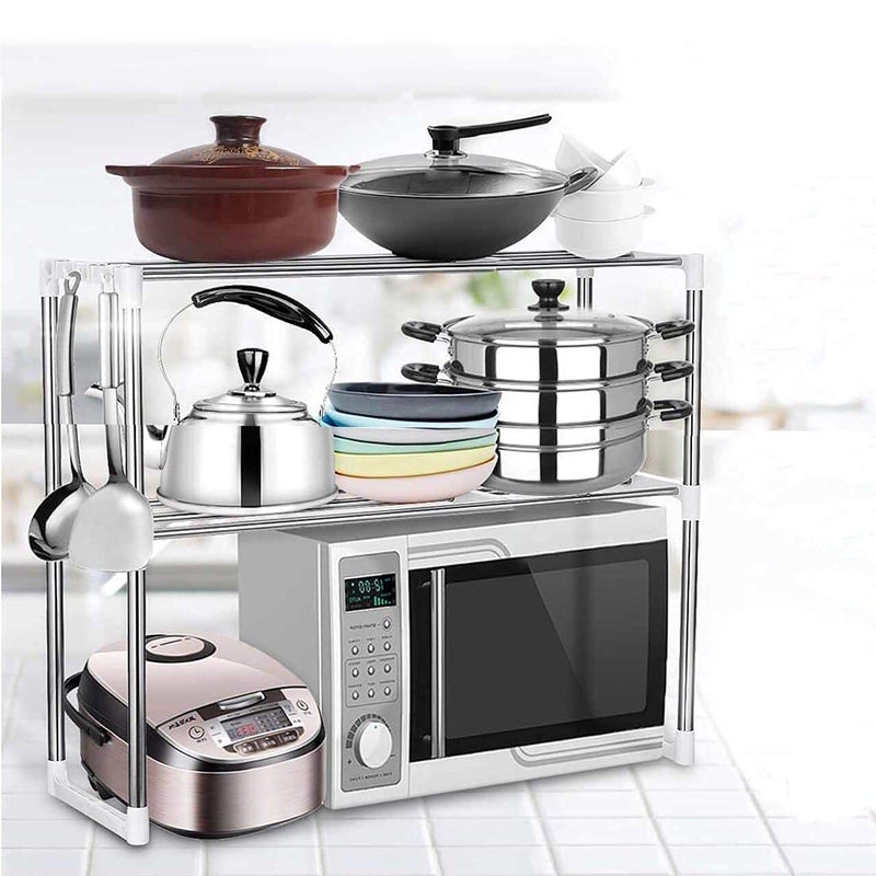 VENIVA VENIVA 2 Layer Multipurpose Stainless Steel Oven Stand for Kitchen Storage Office Organizer Bookshelf Utensil Kitchen Rack Steel  - Image 5