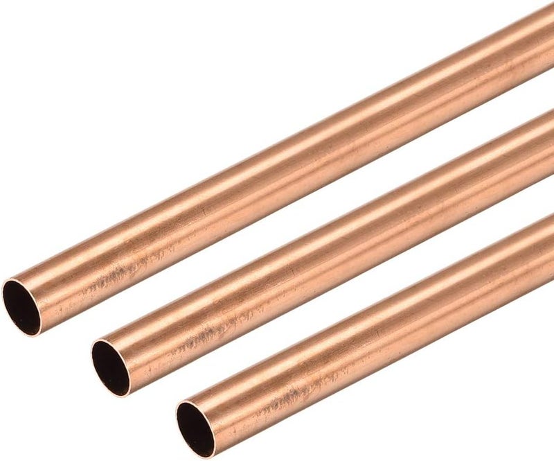 uxcell Copper Round Tube, 6mm OD 0.2mm Wall Thickness 300mm Long Straight Pipe Tubing 3 Pcs - Image 1