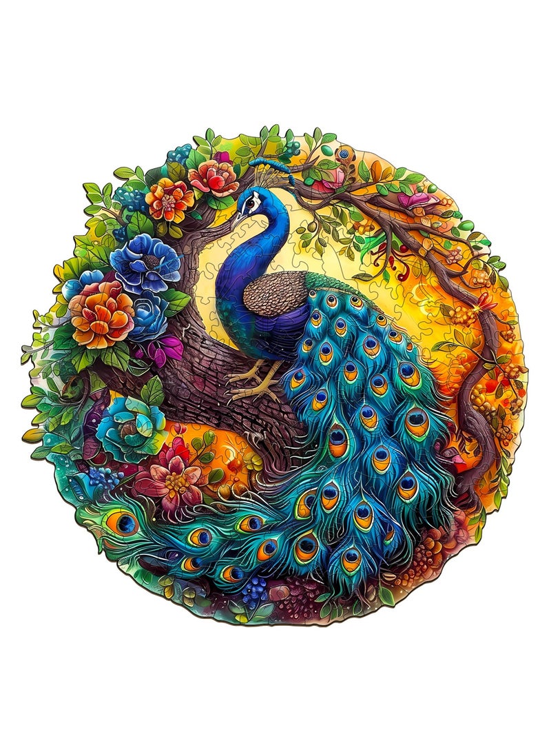 GALADUNE 200 pcs Jigsaws Puzzles for Adult & Kids Teens, Wooden Puzzles, DIY Educational Development Stress Relief Toys, Unique Ramadan Gift Souvenir, Warm Style Home Decorations, Charming Peacock Pattern - Image 1